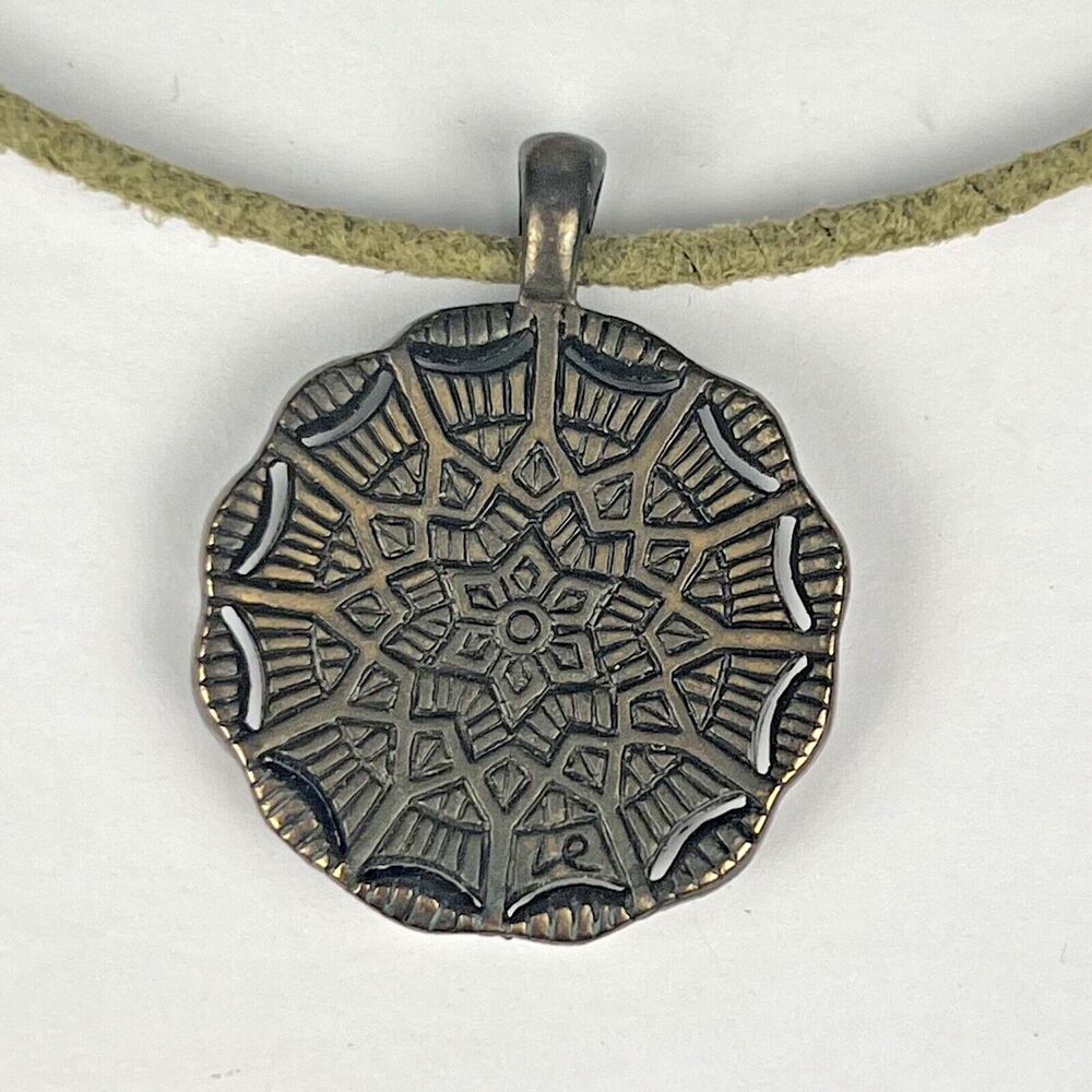 Vintage Lia Sophia Floral Medallion Necklace Choker and Earrings Green Brown Set - Picture 9 of 11